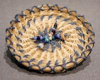 Beaded Basket 0.25" x 2" weaver Linda Aquilar Chumash